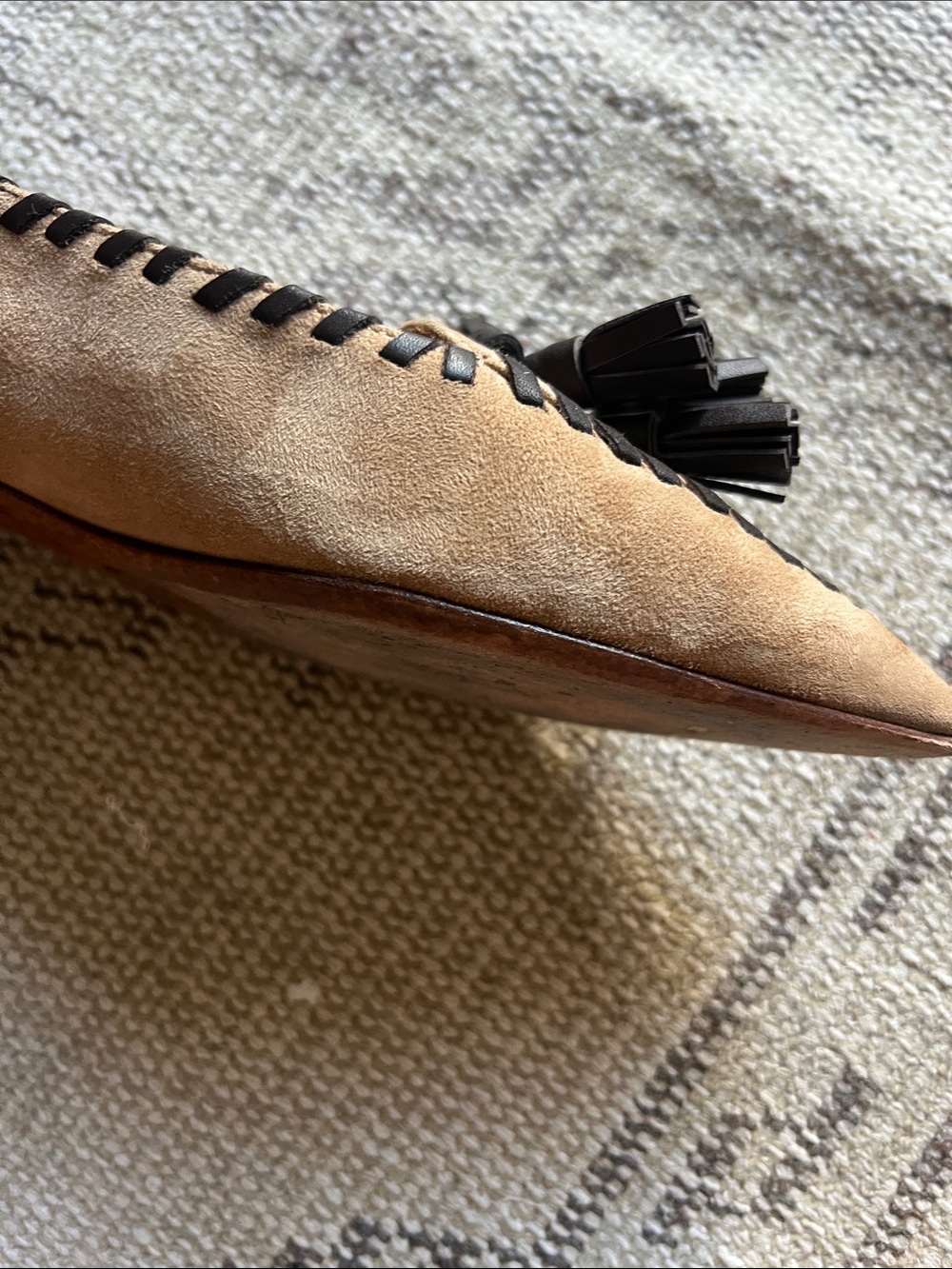 Polo by Ralph Lauren Tan Suede Pointed Tassel Flats - Picture 8 of 8